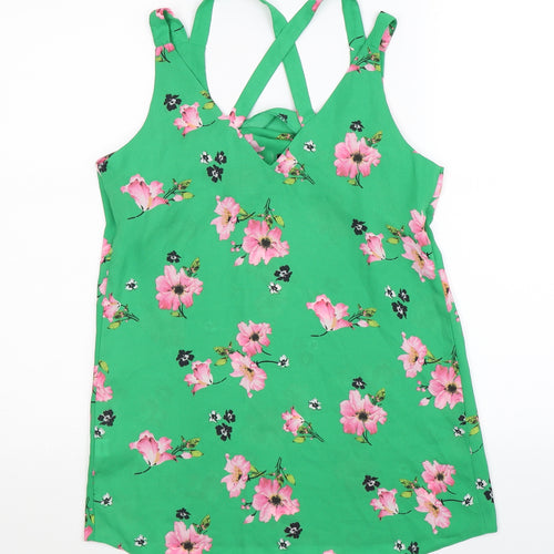 F&F Womens Green Floral  Basic Tank Size 6