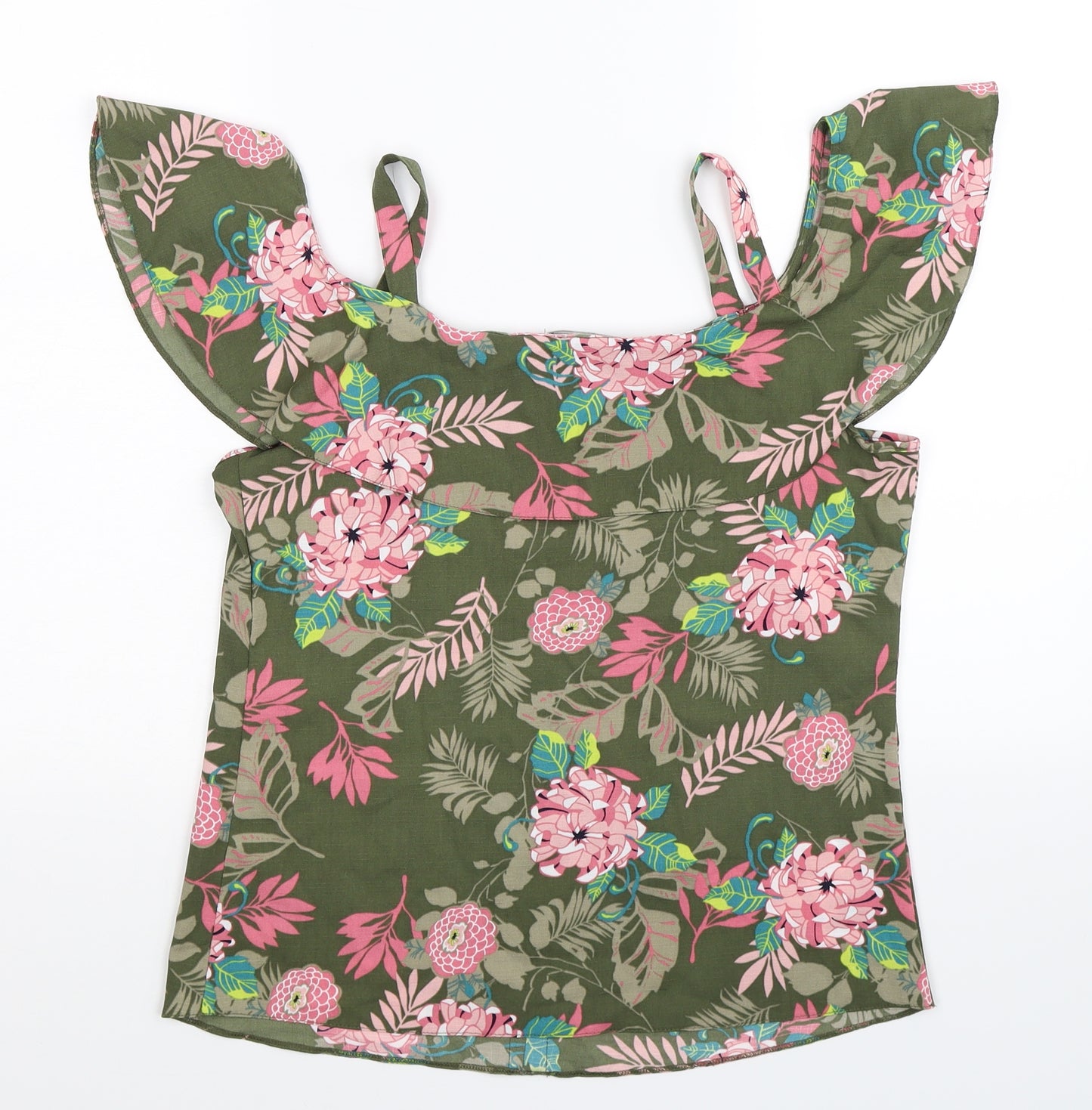 George Womens Green Floral  Basic Blouse Size 8