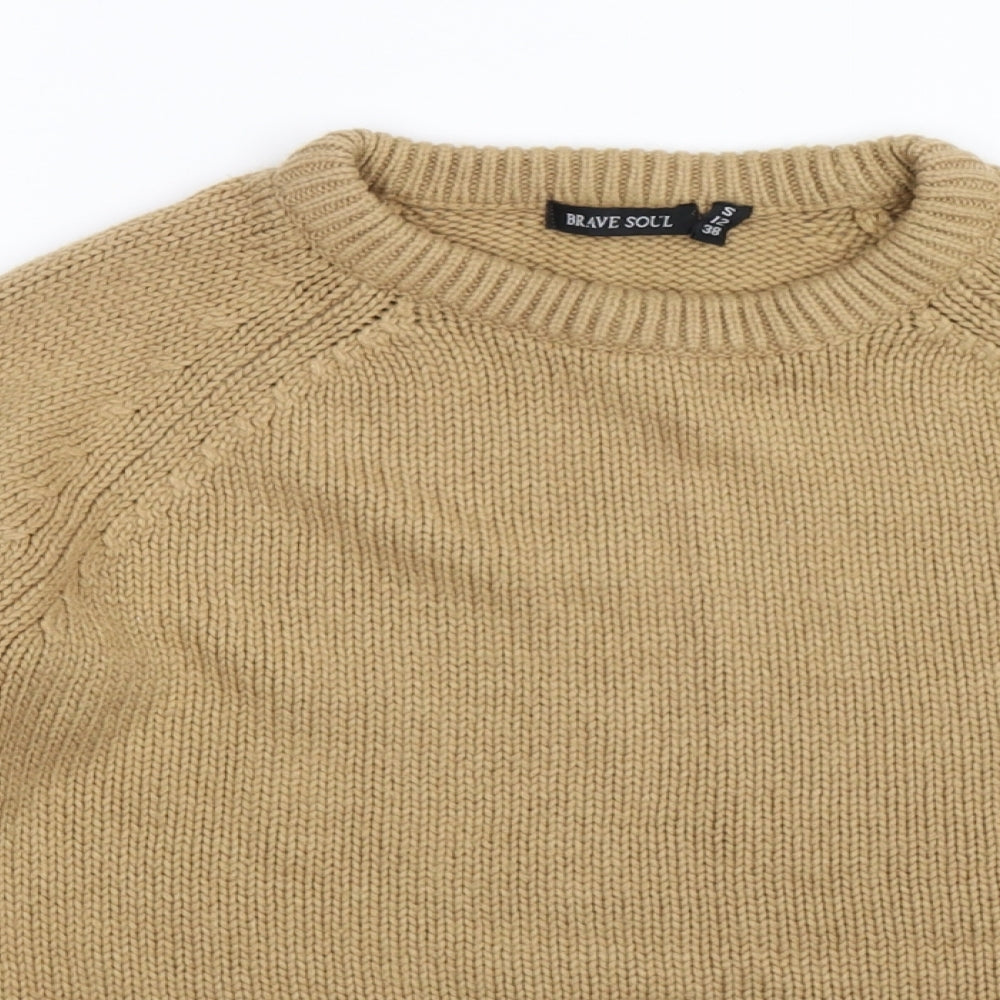 Brave Soul Womens Beige  Knit Pullover Jumper Size 12