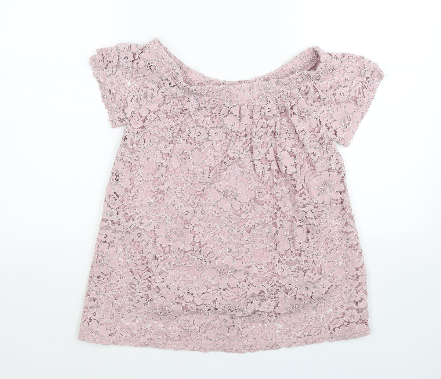 Peacocks Womens Pink Floral  Basic T-Shirt Size 8