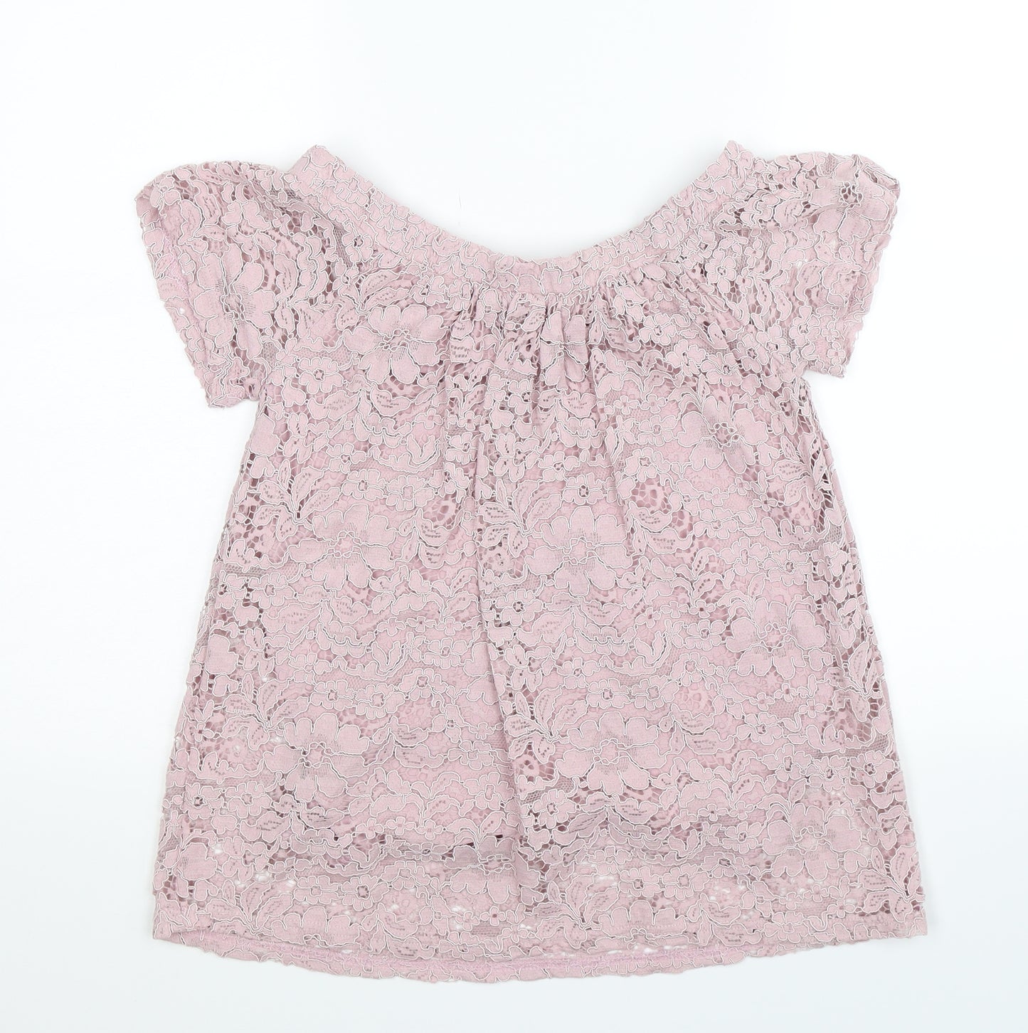 Peacocks Womens Pink Floral  Basic T-Shirt Size 8