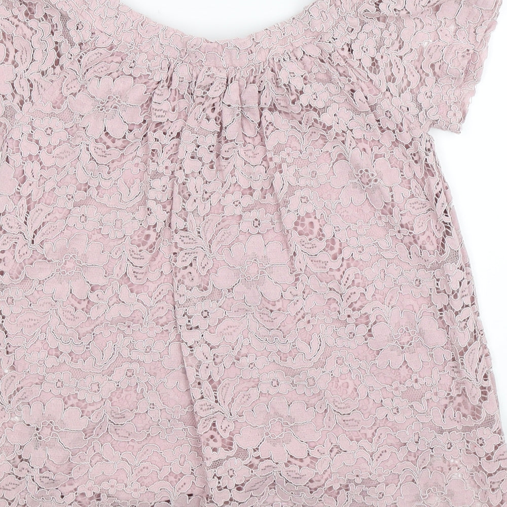 Peacocks Womens Pink Floral  Basic T-Shirt Size 8