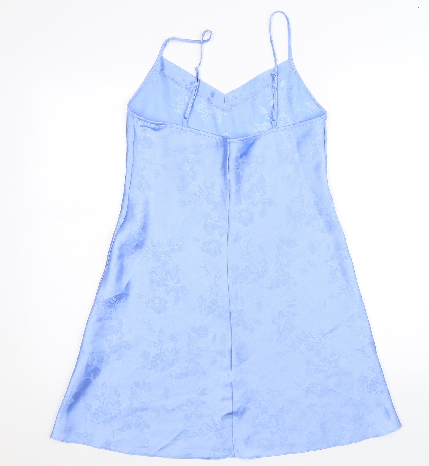 BHS Womens Blue Floral Satin Babydoll Dress Size 10