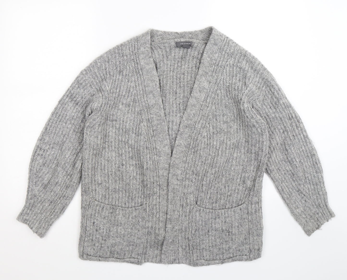 Primark Womens Grey  Knit Cardigan Jumper Size 8
