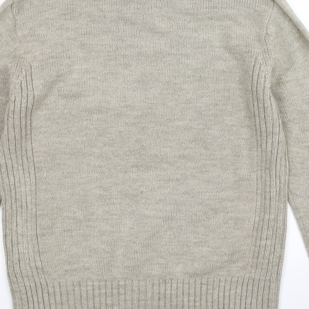 Ambrose Mens Beige  Knit Pullover Jumper Size M