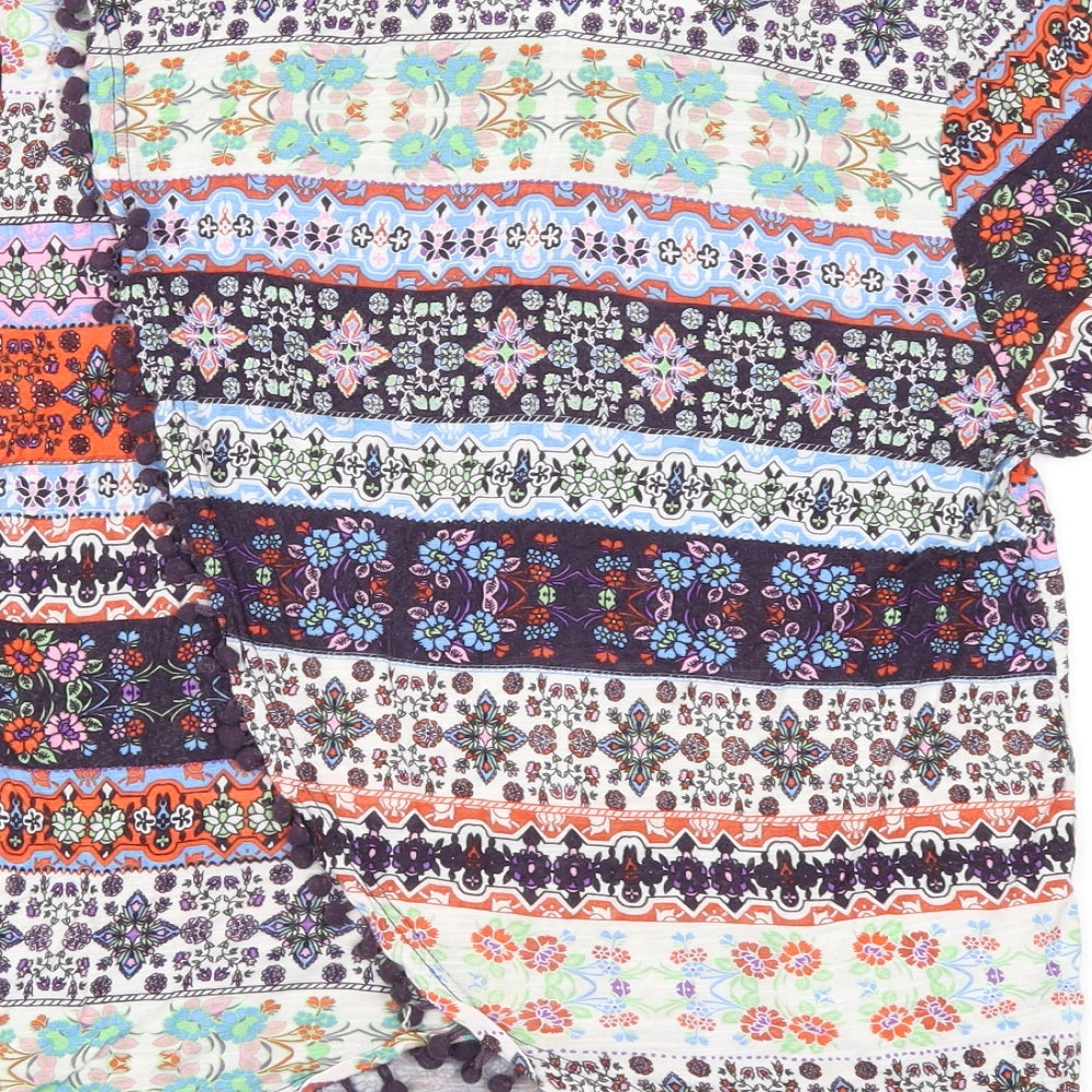 Papaya Womens Multicoloured Paisley  Basic Blouse Size 16  - pom poms