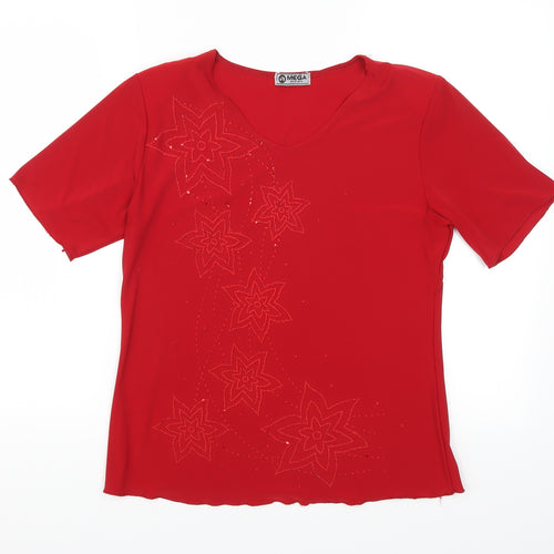 mega designs Womens Red   Basic Blouse Size S