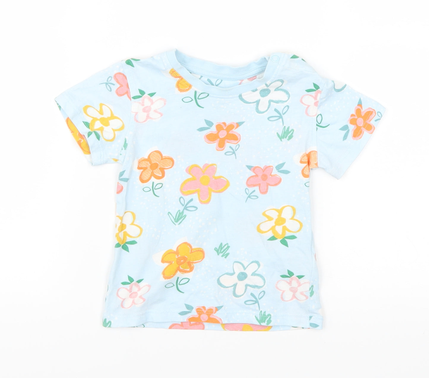 Marks and Spencer Baby Blue Floral  Basic T-Shirt Size 12-18 Months