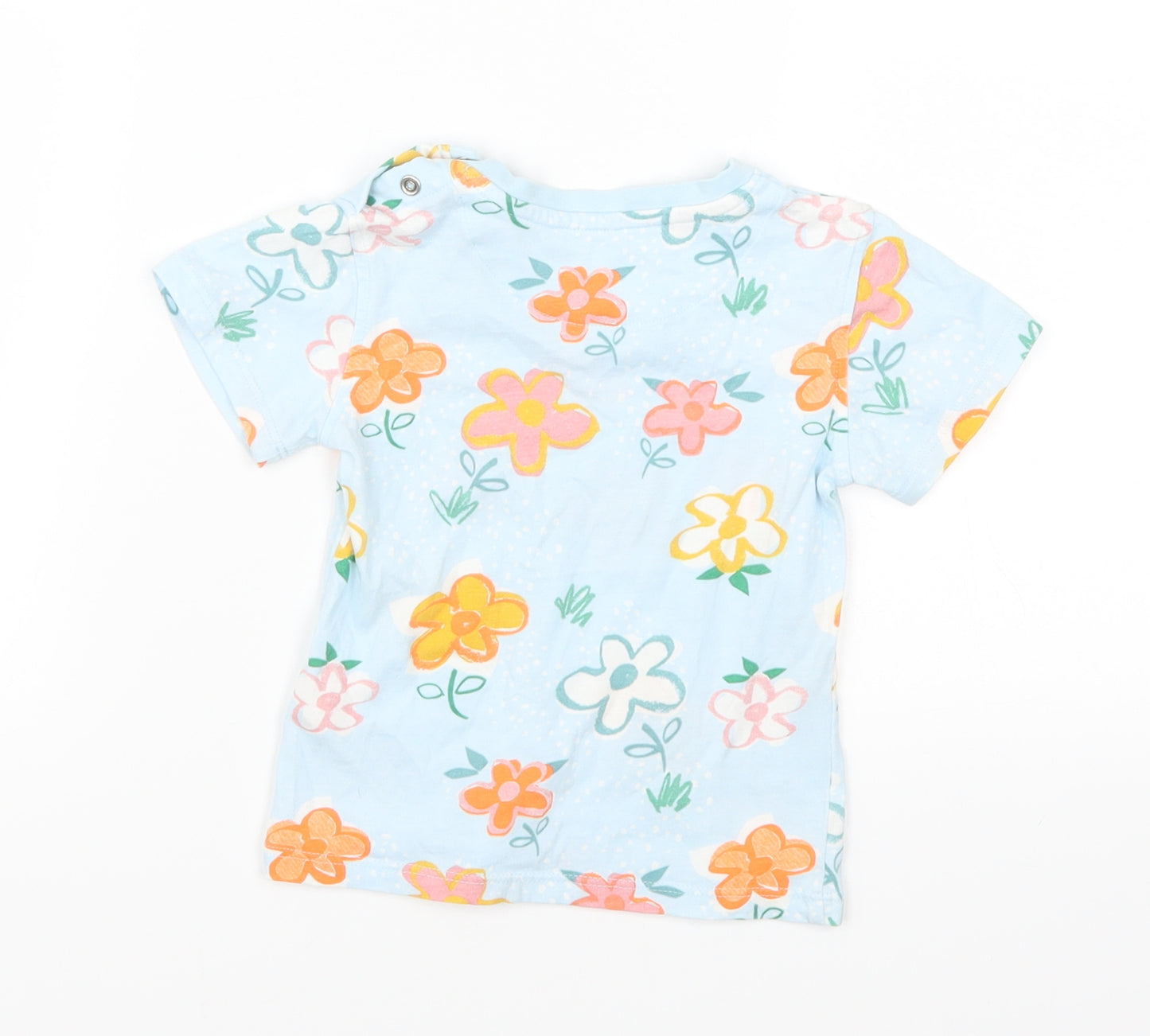 Marks and Spencer Baby Blue Floral  Basic T-Shirt Size 12-18 Months