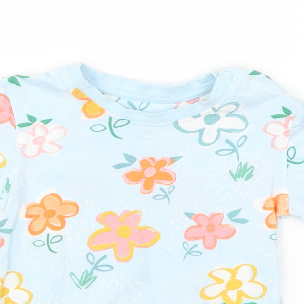 Marks and Spencer Baby Blue Floral  Basic T-Shirt Size 12-18 Months