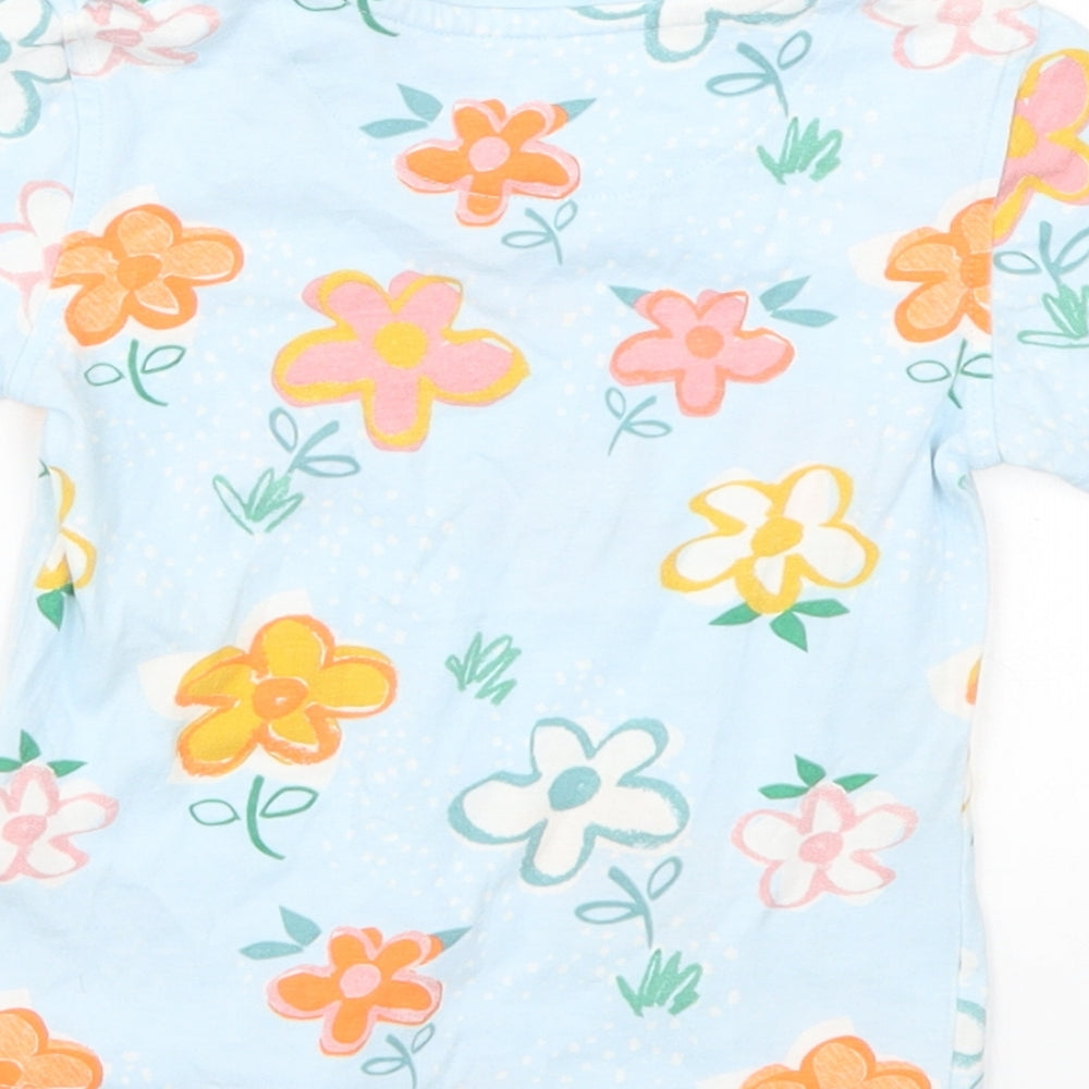 Marks and Spencer Baby Blue Floral  Basic T-Shirt Size 12-18 Months