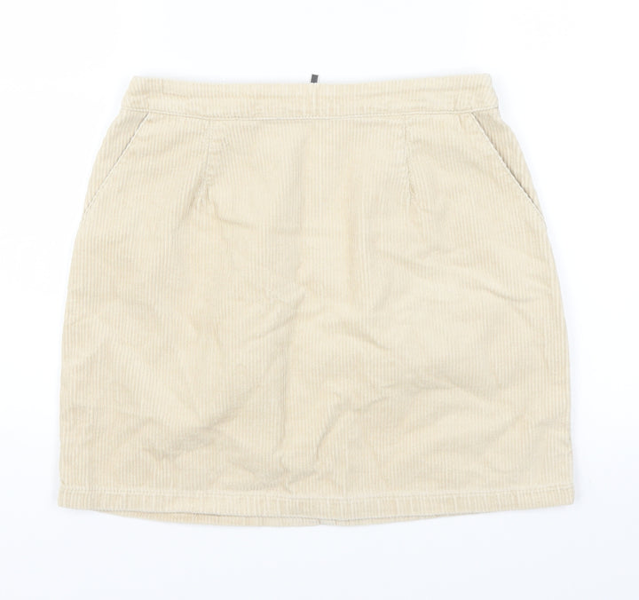 New Look Womens Beige Corduroy A-Line Skirt Size 6