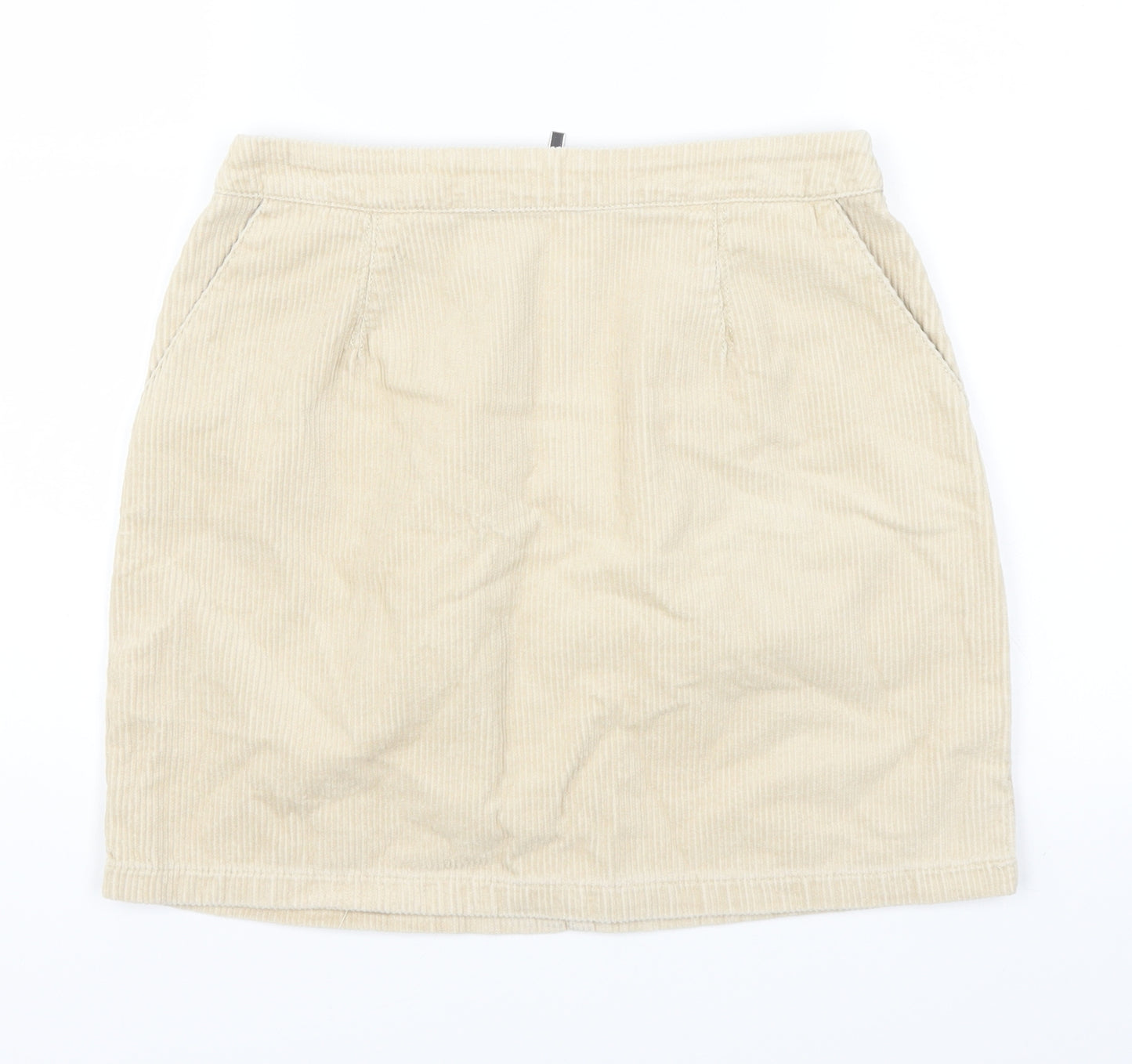 New Look Womens Beige  Corduroy A-Line Skirt Size 6