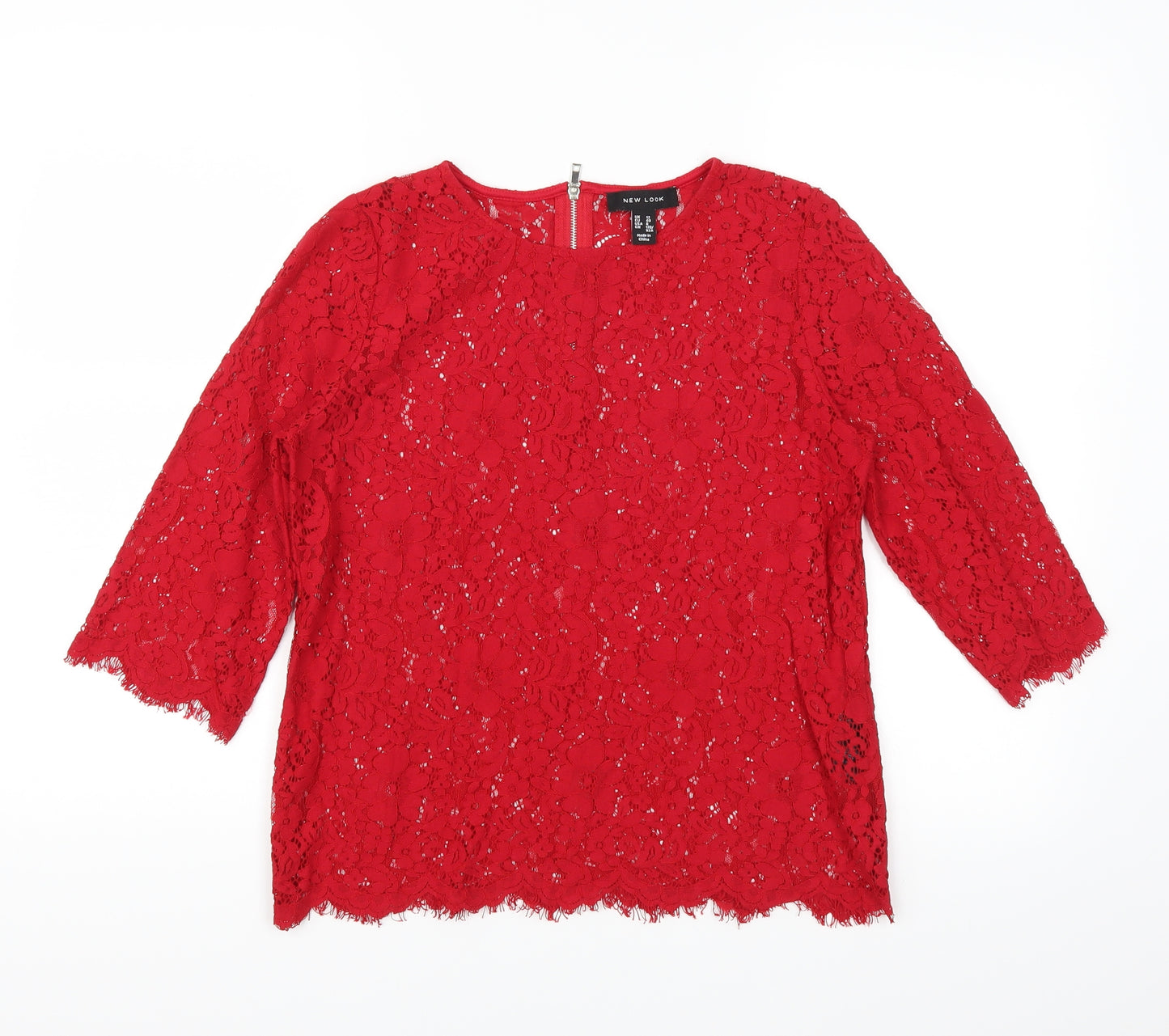 New Look Womens Red   Basic Blouse Size 12  - See Through