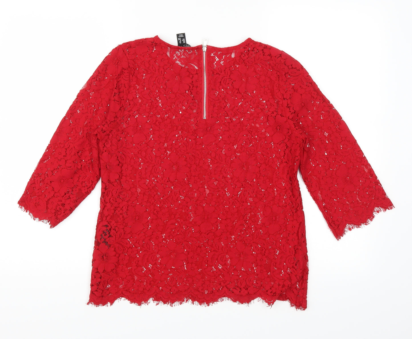 New Look Womens Red   Basic Blouse Size 12  - See Through