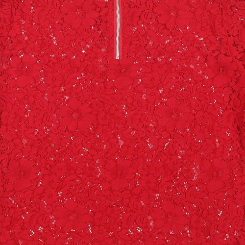 New Look Womens Red   Basic Blouse Size 12  - See Through