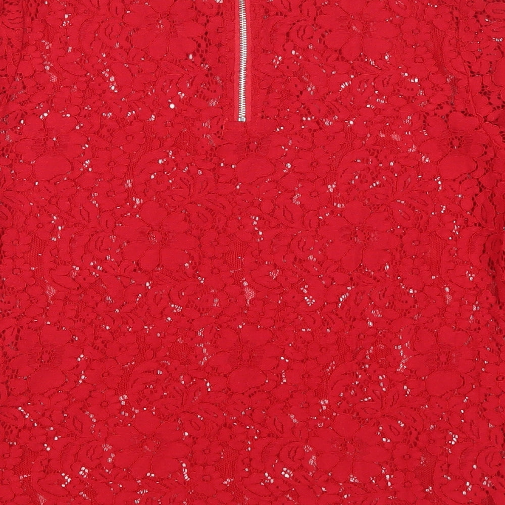 New Look Womens Red   Basic Blouse Size 12  - See Through