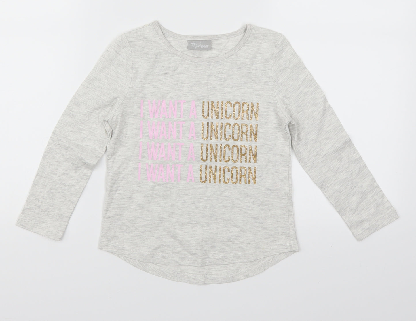 I love girls wear Girls Grey   Basic T-Shirt Size 5 Years