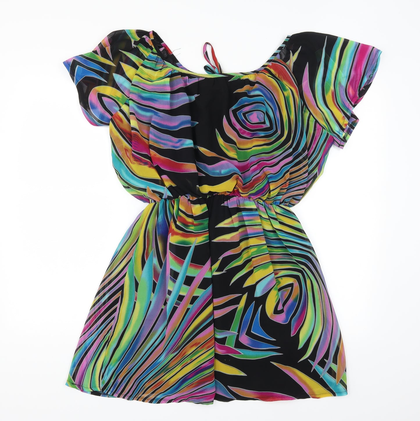 Purple Womens Black Striped  Fit & Flare  Size M