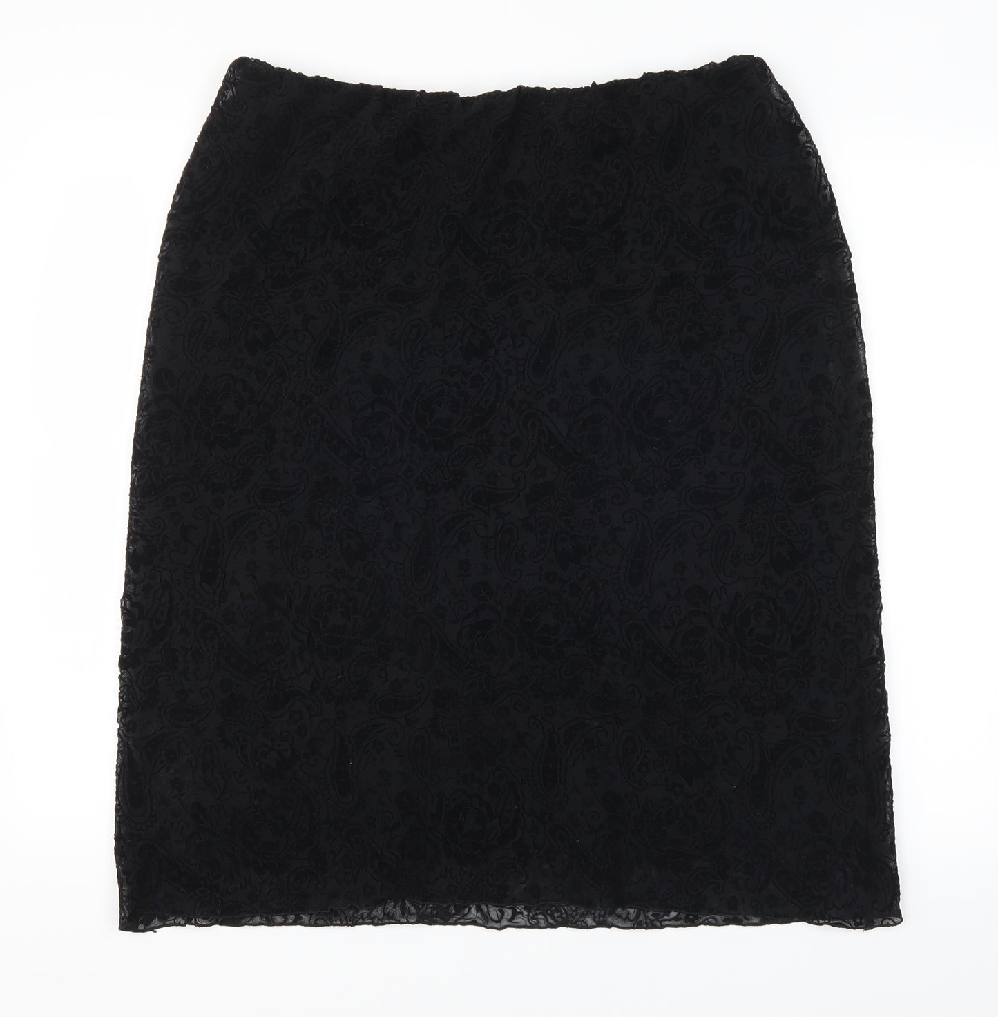 Simon Jefferey Womens Black Paisley  A-Line Skirt Size 18