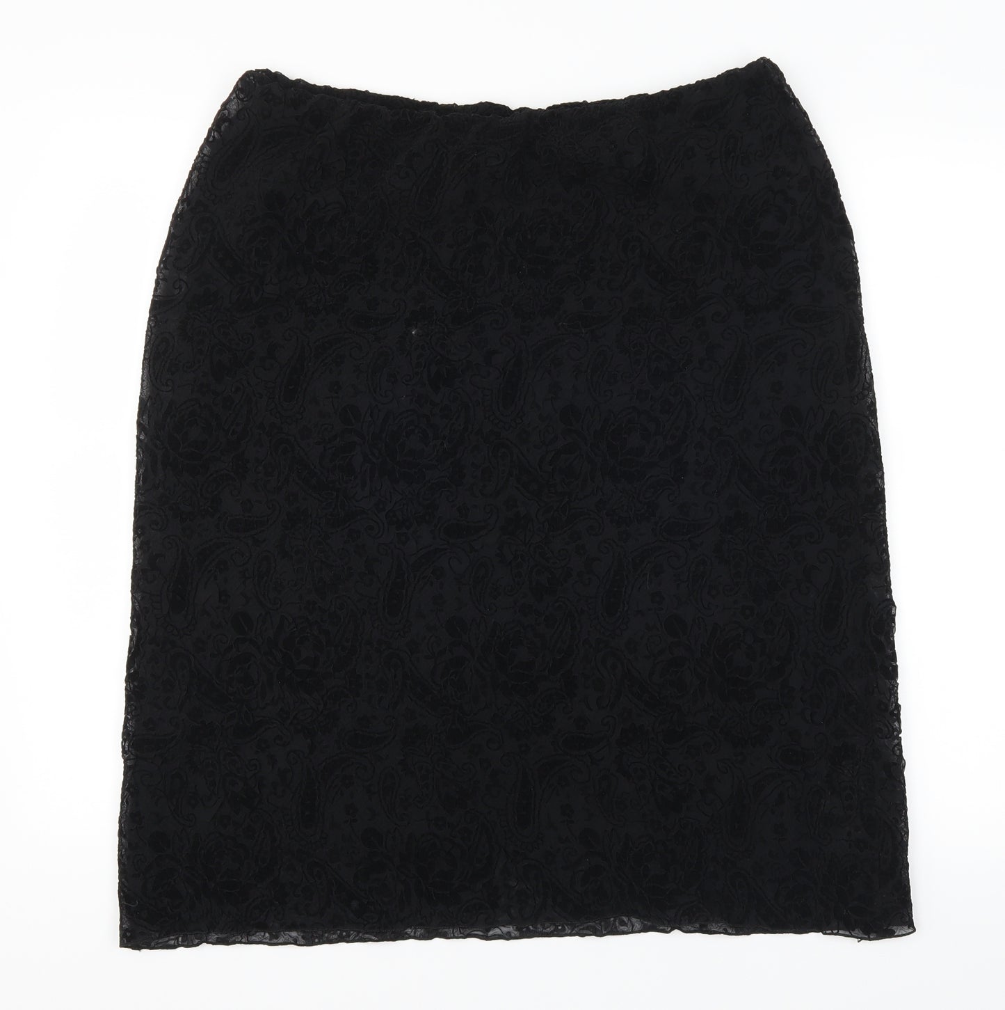Simon Jefferey Womens Black Paisley  A-Line Skirt Size 18