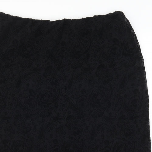 Simon Jefferey Womens Black Paisley  A-Line Skirt Size 18