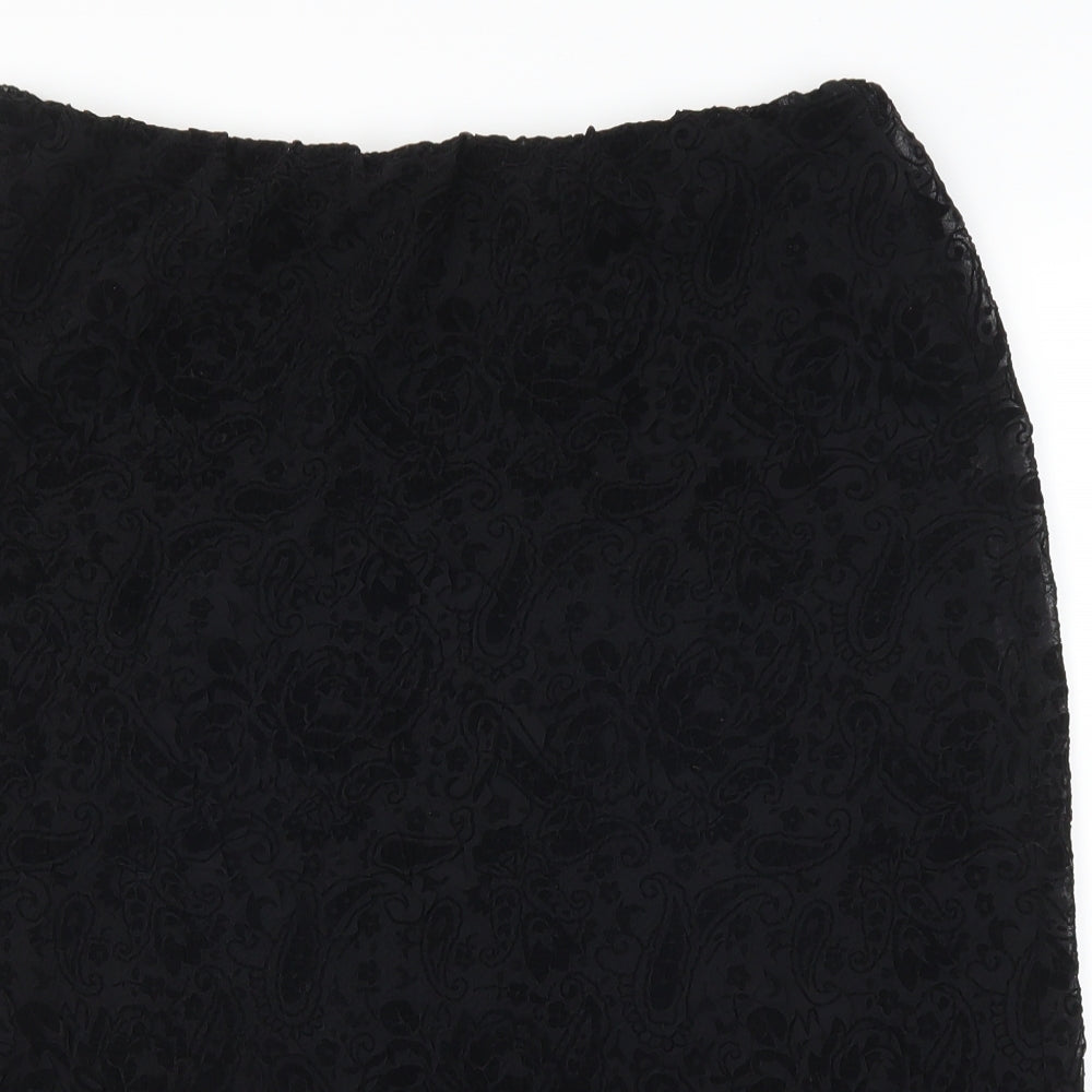 Simon Jefferey Womens Black Paisley  A-Line Skirt Size 18