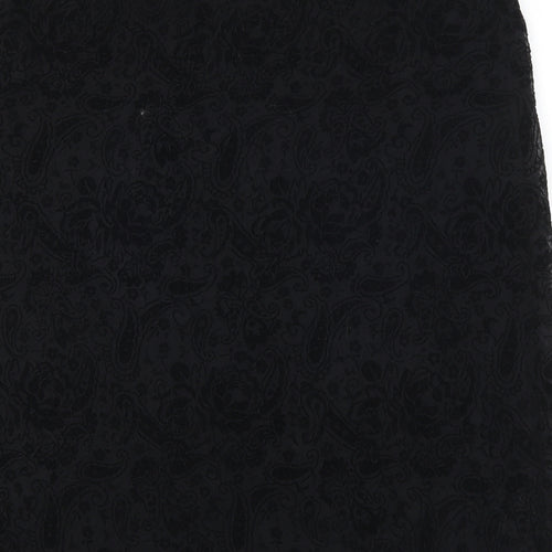 Simon Jefferey Womens Black Paisley  A-Line Skirt Size 18