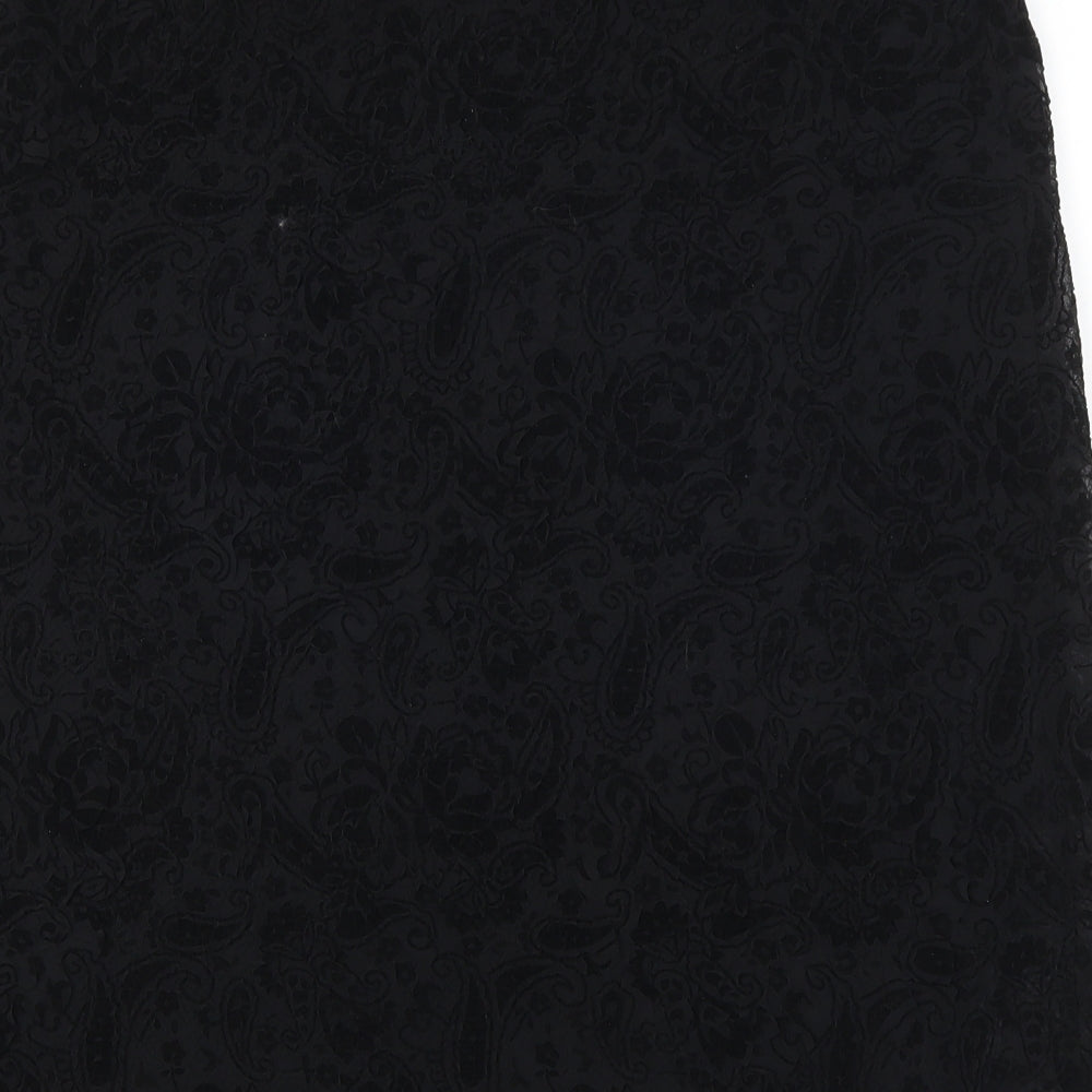 Simon Jefferey Womens Black Paisley  A-Line Skirt Size 18