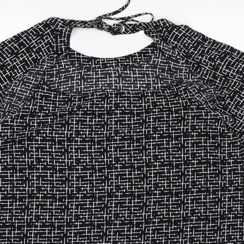 Nutmeg Womens Black Check Chiffon Basic Blouse Size 14