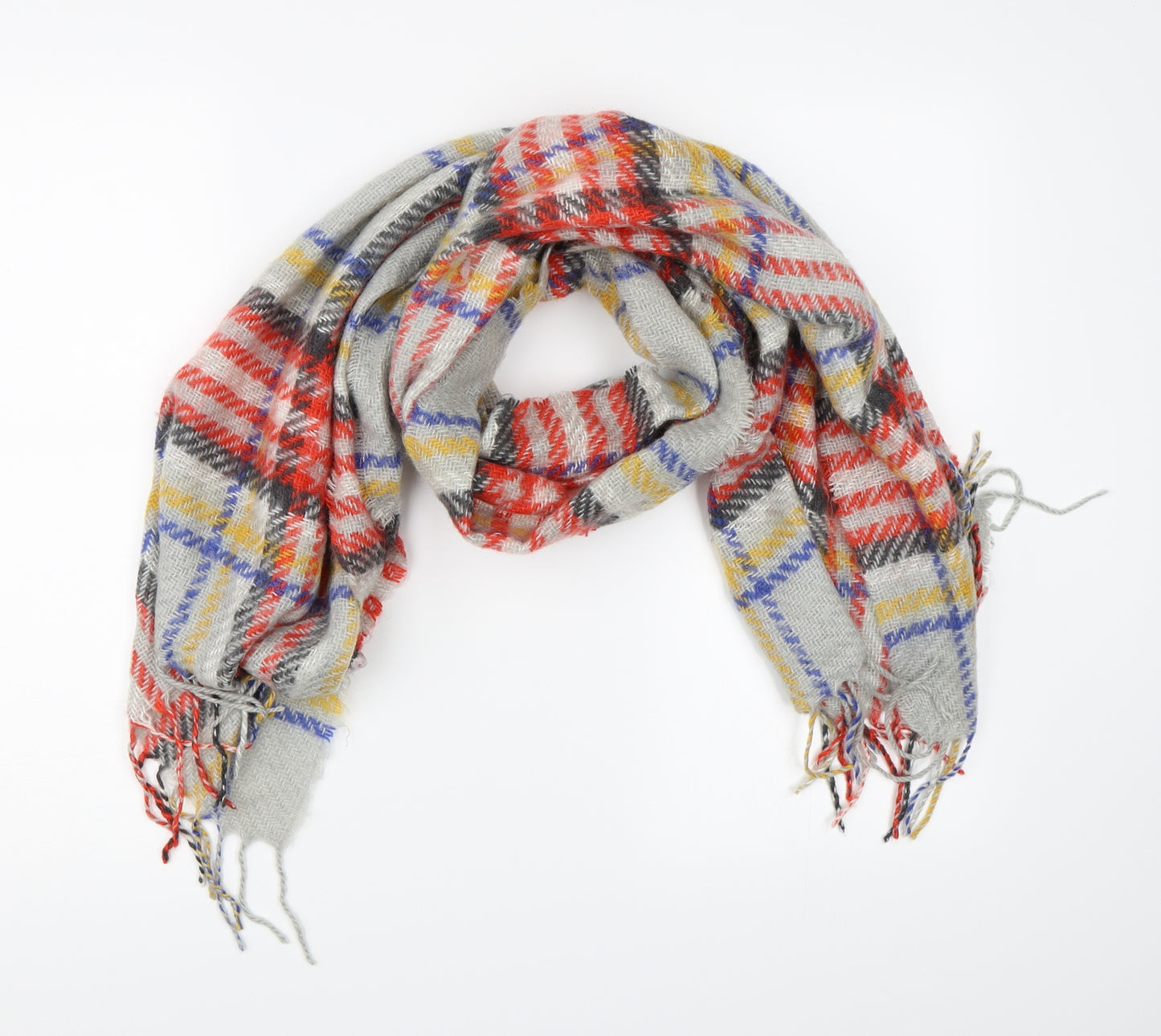 Preworn Womens Grey Check Knit  Scarf
