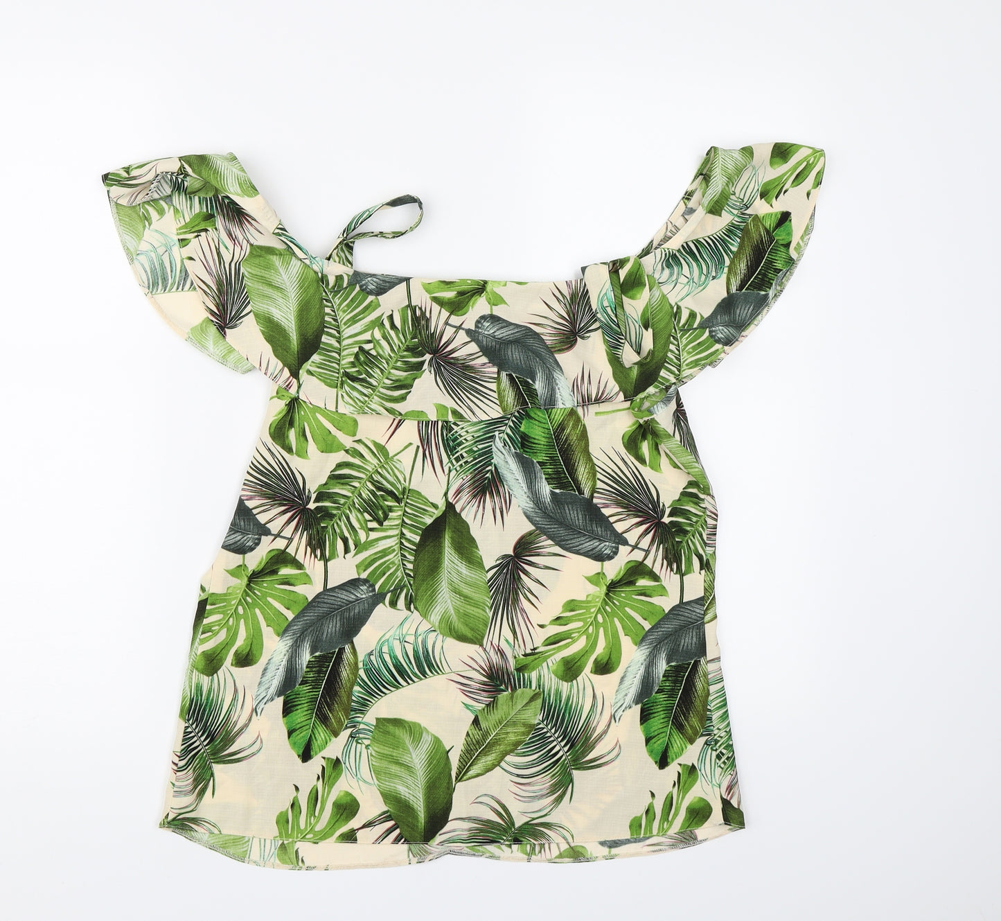 George Womens Green Floral Chiffon Basic Blouse Size 8