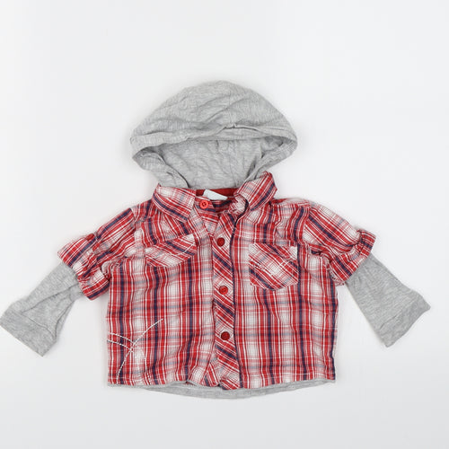 Cherokee Boys Red Check  Basic Button-Up Size 6-9 Months
