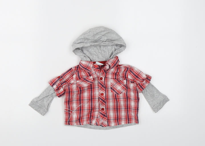 Cherokee Boys Red Check  Basic Button-Up Size 6-9 Months