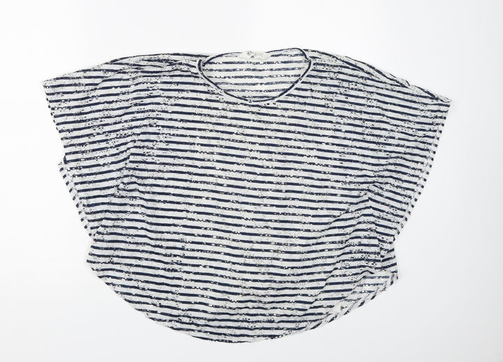 H&M Girls White Striped  Basic Blouse Size 13-14 Years