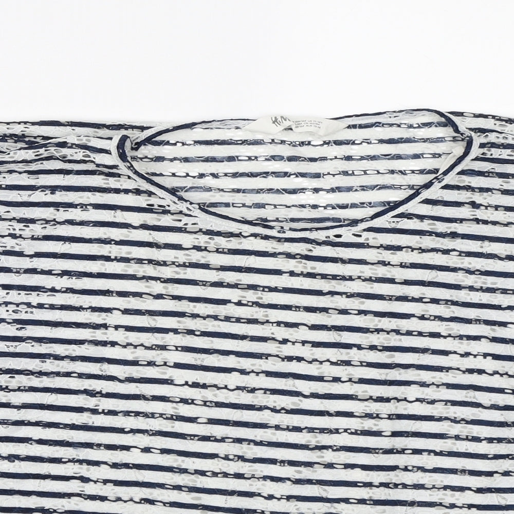 H&M Girls White Striped  Basic Blouse Size 13-14 Years