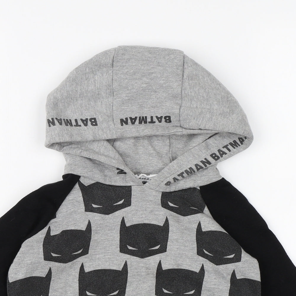 F&F Boys Grey  Jersey Pullover Hoodie Size 3-4 Years  - BATMAN
