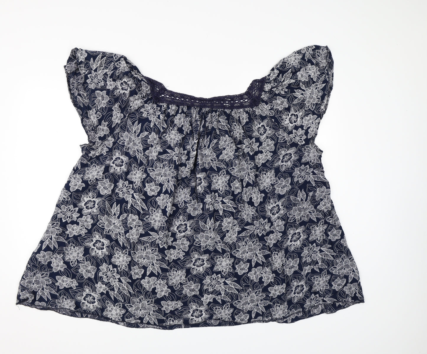 Yours Womens Blue Floral  Basic T-Shirt Size 26
