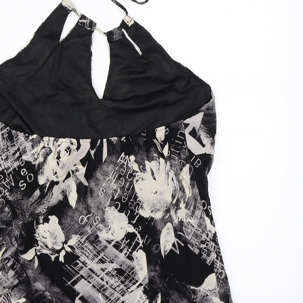 Wallis Womens Black Floral Chiffon Basic Tank Size 14