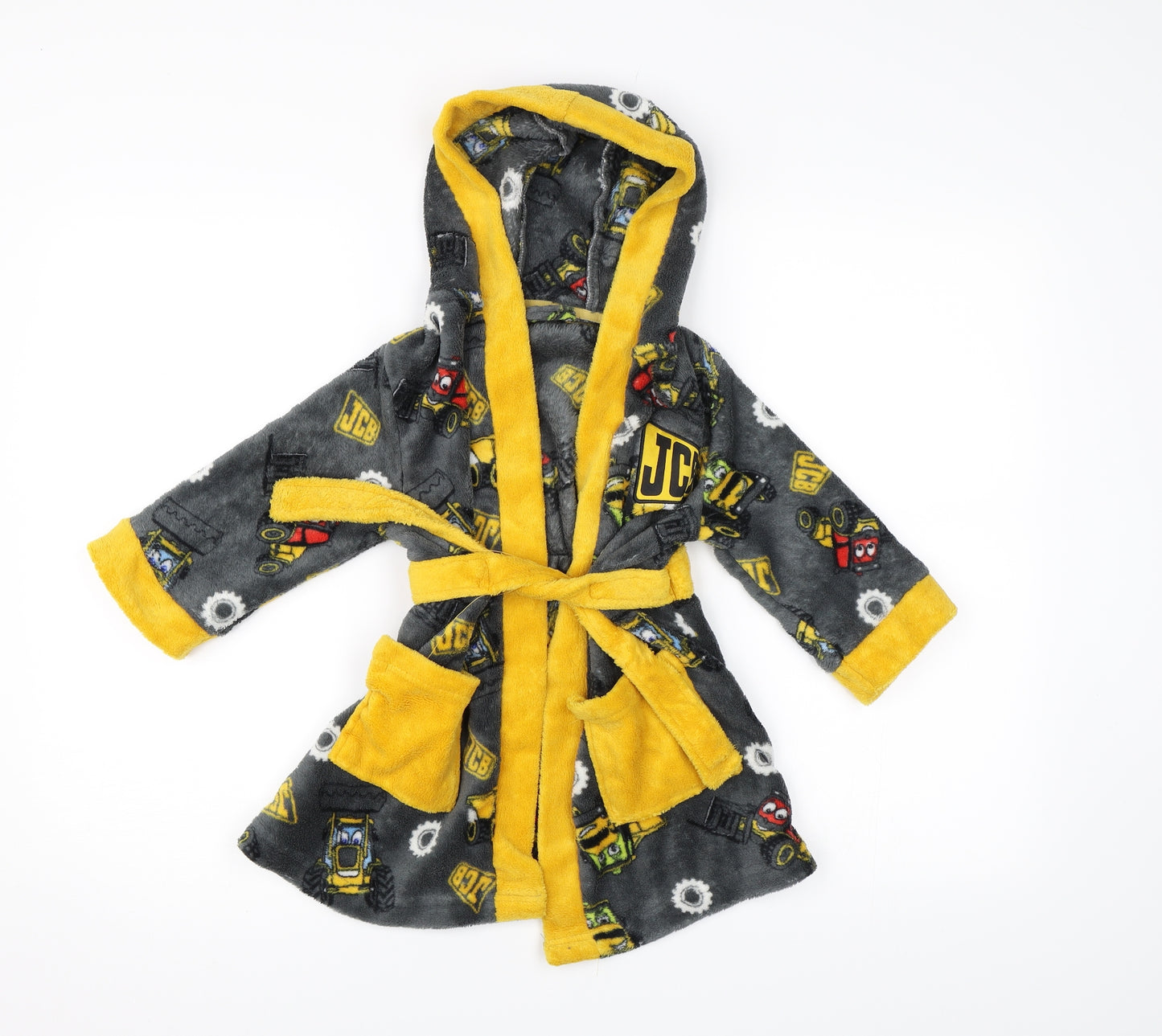 JCB Boys Grey  Fleece  Gown Size 2-3 Years  - Dressing Gown