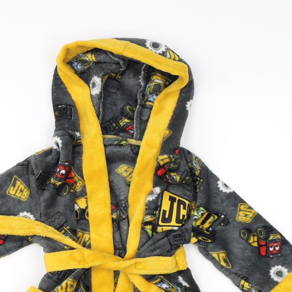 JCB Boys Grey  Fleece  Gown Size 2-3 Years  - Dressing Gown
