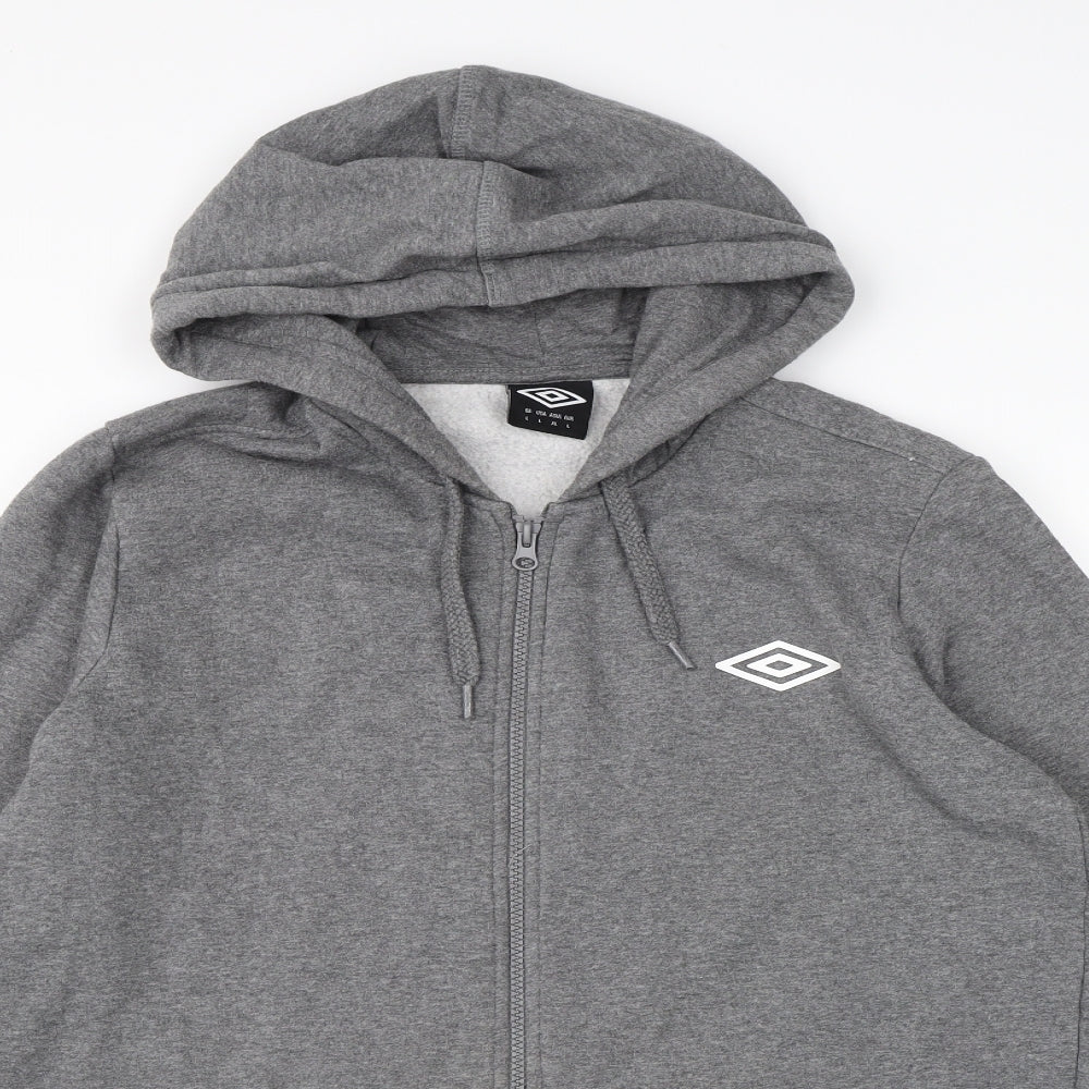 Umbro Mens Grey  Jersey Full Zip Hoodie Size L