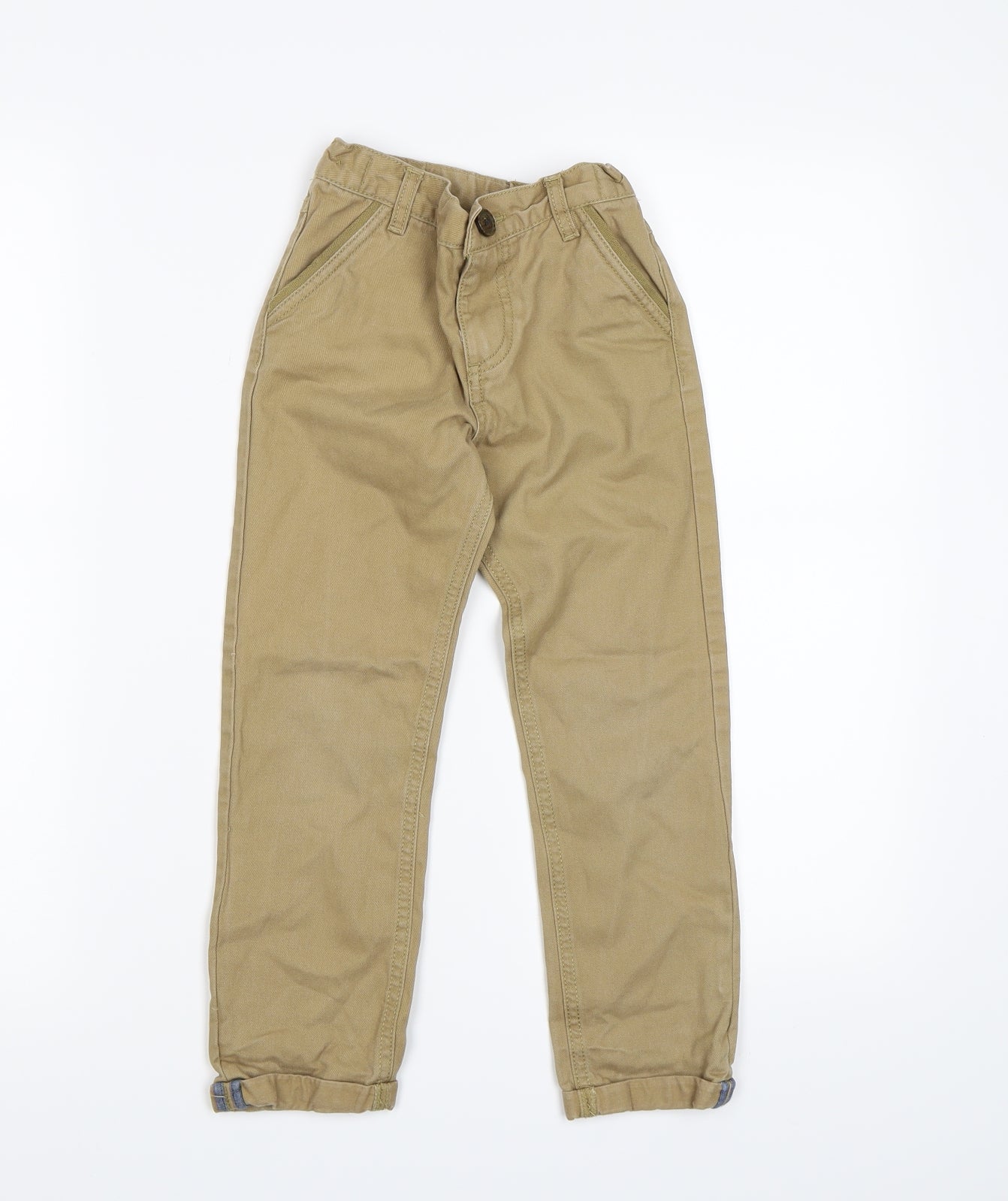 F&F Boys Brown  Canvas Chino Trousers Size 5-6 Years