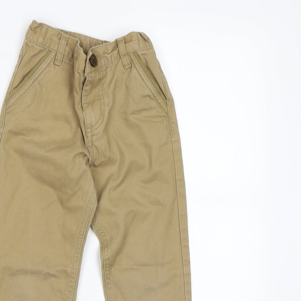F&F Boys Brown  Canvas Chino Trousers Size 5-6 Years