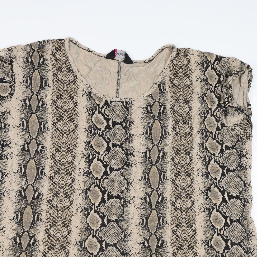 Yours Womens Brown Animal Print  Basic T-Shirt Size 22