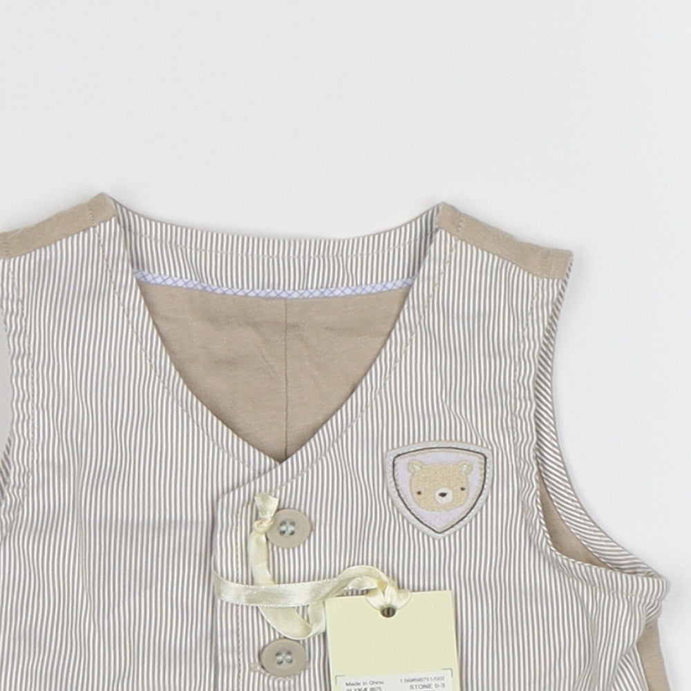 Mother Care Boys Brown Striped  Jacket Waistcoat Size 0-3 Months