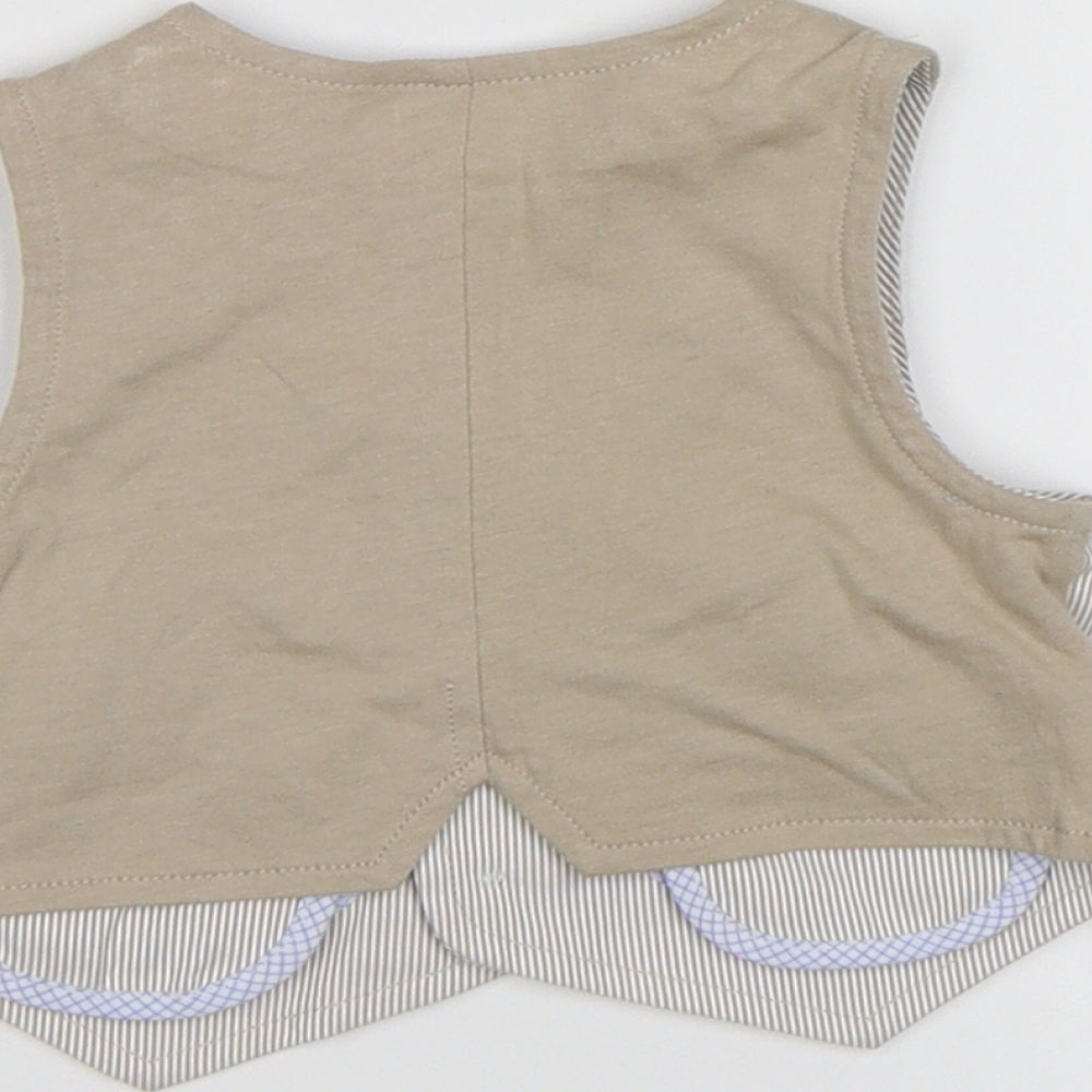 Mother Care Boys Brown Striped  Jacket Waistcoat Size 0-3 Months