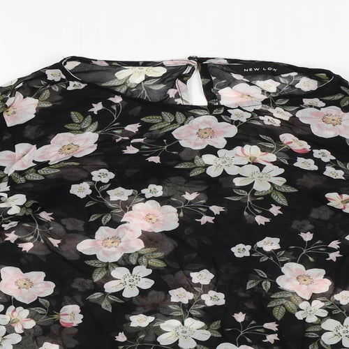 New Look Womens Black Floral Chiffon Basic Blouse Size 6