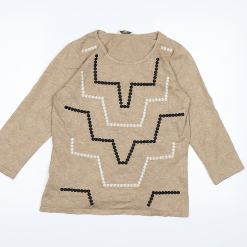 Country Casuals Womens Brown Geometric Knit Pullover Jumper Size S