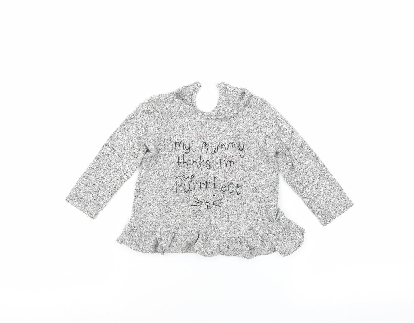 George Girls Grey   Basic T-Shirt Size 12-13 Years